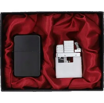 Černý benzínový Zapalovač se sadou s plynovou vložkou 2v1 Gentelo