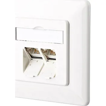 Pokladní systém Metz Connect 1307381002-I síťová zásuvka pod omítku panel s čelní deskou a rámečkem CAT 6 2 porty čistě bílá