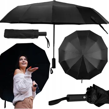 Deštník Deštník 116 cm automaticky skládací na 33 cm černý pro 2 osoby do kabelky