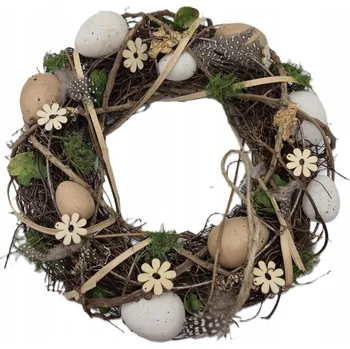 Velikonoční dekorace Velikonoční věnec z vrbového proutí 30 cm – přírodní dekorace na dveře