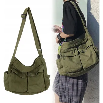 Plátěná taška na dokumenty přes rameno, unisex, 20 l, limetkově zelená