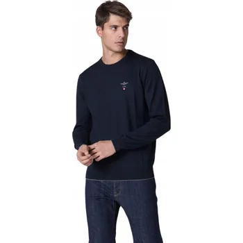 Pánský svetr AERONAUTICA MILITARE Tmavě modrý pánský svetr Merino 3XL