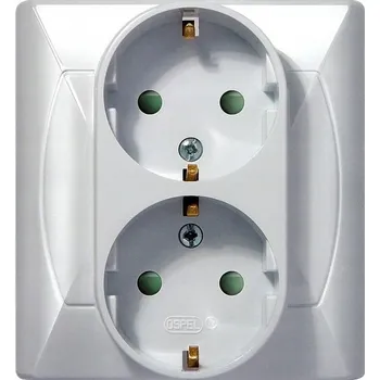 Elektrická zásuvka OSPEL DVOJITÁ ZÁSUVKA S UZEMNĚNÍM SCHUKO BÍLÁ AKCENT GP-2ASP/00