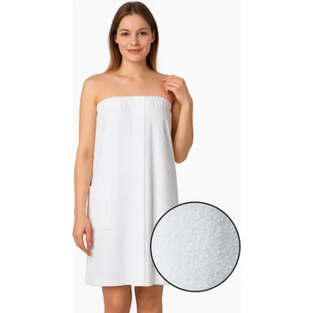 Dámské plavky Tuva Home Dámské pareo do sauny, ručník na gumičku L/XL, bavlna, bílé