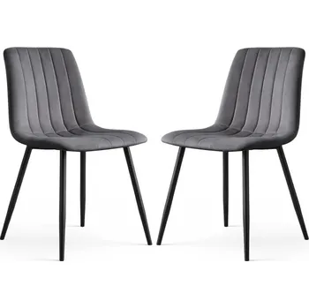 Jídelní židle Sada dvou jídelních židlí LIVO sametové, grafitové / černé nohy (2 ks)