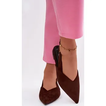 Dámské baleríny Baleríny se Zlatým Přezkou Eko Semišové Čokoládové Palerra 39