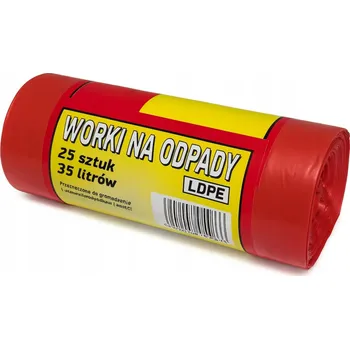 Pytle na odpadky PYTLE NA ODPADKY UNIVERZÁLNÍ ČERVENÉ 35L x 25 KUSŮ 50 cm x 60 cm