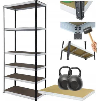 Dílenský regál Kovový regál skladový stojan HELIOS 196x100x35cm 6 polic x 275kg SILNÝ POLSKÝ