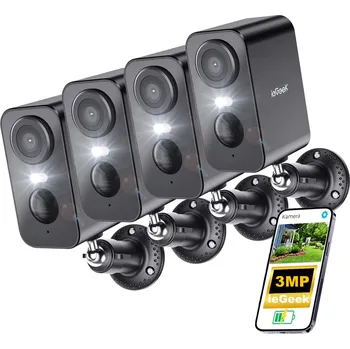 IP kamera 4 kusy Wifi Kamera 3Mp 2K Bateriová Bezdrátová s Barevným Nočním Viděním