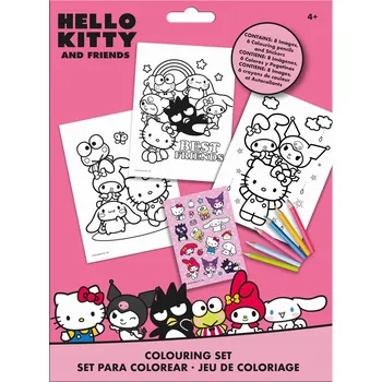 omalovánky KREATIVNÍ SADA S PASTELKAMI, OMALOVÁNKY + SAMOLEPKY - Hello Kitty HK50190