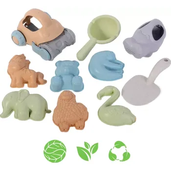 Hračka na písek Woopie Green ekologická sada na písek s autíčkem, 10 dílů