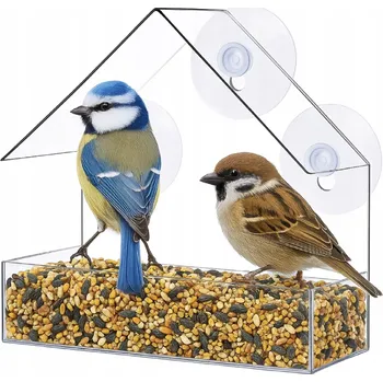 Pro ptáka Krmítko pro ptáky průhledný na okno – na semínka, slunečnici a krmivo