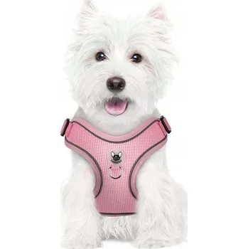 Postroj pro psa Postroj pro psa s vodítkem, vycházkový, reflexní, nastavitelný, měkký, velikost S, růžový