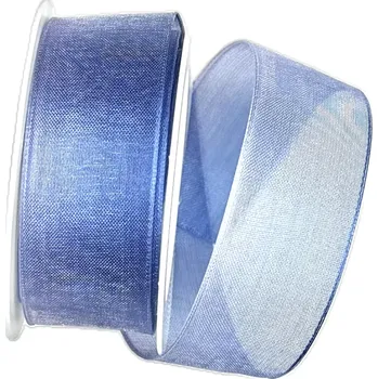 Stuha Stuha organzová DUO COLOR modro-bílá 25mm x 2m (12,-Kč/m) (Stuha organzová, oboustranná, průsvitná, s vetkaným vlascem v lemu)