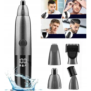 Zastřihovač chloupků Pánský zastřihovač 4v1 na nos, uši, obočí, vousy a strniště, USB, voděodolný, sada