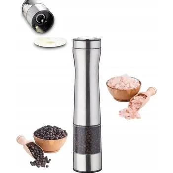 Kuchyňský mlýnek ELEKTRICKÝ MLÝNEK NA SŮL A PEPŘ OCELOVÝ S NASTAVENÍM HRUBOSTI A SVĚTLEM STŘÍBRNÝ