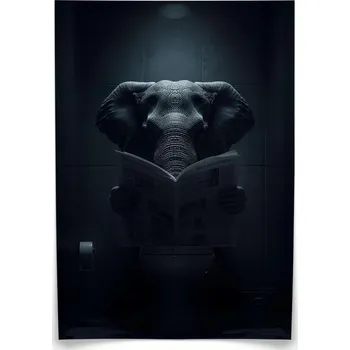 Obraz Plakát Slon s novinami 50x70 bez rámu 50 x 70 cm