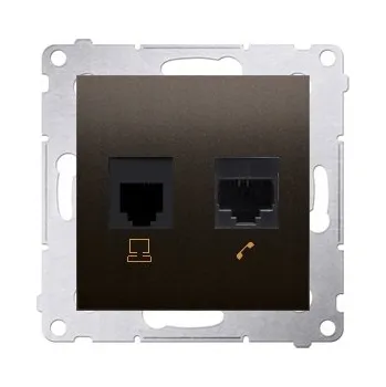 Elektrická zásuvka Internetová a telefonní zásuvka nástěnná Kontakt-simon šedá