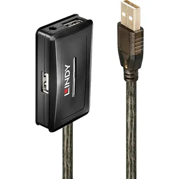 elektrický kabel LINDY USB kabel USB 2.0 USB-A zástrčka, USB-A zásuvka, USB-A zásuvka, USB-A zásuvka, USB-A zásuvka 10.00 m šedá 42635