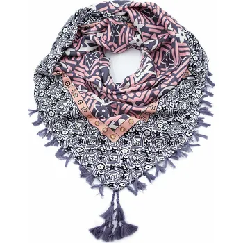 Šála Velký šátek - šedo-růžový s potiskem