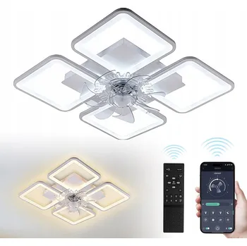 Lampa sufitowa z wiatrakiem černá, 2 světelné body LED, s dálkovým ovládáním