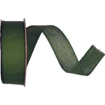 Stuha Stuha látková Nature Taft – Forest Green tmavě zelená 25mm x 2m (9,-Kč/m) (Jednobarevná stuha, barva zelená, bavlněná, okraje zpevněné tkaním, Go Green - biologicky odbouratelná)
