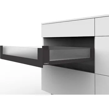 Nábytkové kování Cemux H Box SLIM skleněné bočnice antracit H84/500 mm vnitřní čelní sklo H54