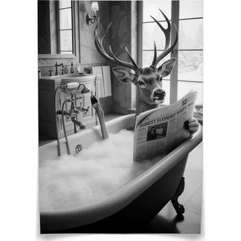 Obraz Plakát Jelen v vaně 30x40 bez rámu 30 x 40 cm