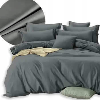 Povlečení SADA POVLEČENÍ 200x220 + 2x POVLEČENÍ NA POLŠTÁŘ 70x80 OBOUSTRANNÉ HLADKÉ MĚKKÉ ŠEDÉ