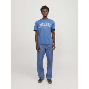 Pánské tričko Jack & Jones T-Shirt Josh 12236514 Modrá Relaxed Fit S