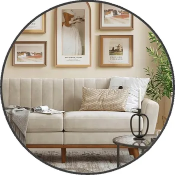 Zrcadlo Zrcadlo Songmics nástěnné kulaté s kovovým rámem 600 x 600 mm