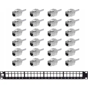 Patch panel Netrack patch panel Keystone 19" 24 portů, FTP 24x Keystone jack patchpanel