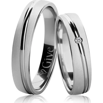 Prsten Snubní prsteny 4WN9 Varianta kamene: Briliant VS F, Barva kovu: Bílé zlato