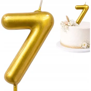 Dortová svíčka Narozeninová svíčka zlatá Číslice 7 GLAMOUR dekorace na dort