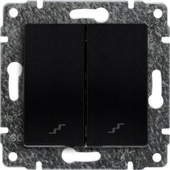 vypínač VENA Dvojitý schodišťový vypínač s klávesou 16AX 250V černý matný 510919