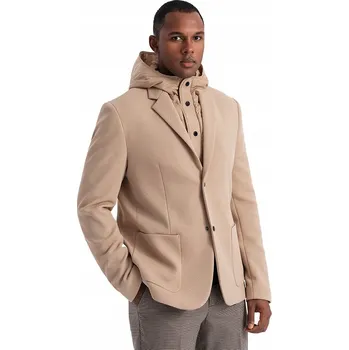 Pánské sako Pánské sako s vložkou a kapucí světle hnědé V1 OM-BLZB-0133 M