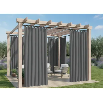 Pergola Venkovní zahradní závěs s poutky TERRA CHIC tmavě šedá 150 cm x 220 cm (cena za 1 kus) MyBestHome Poutka se suchými zipy