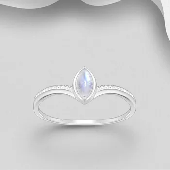 Prsten MIREYA stříbrný prsten s kapkou měsíčního kamene Velikost prstenu: 5 (49)