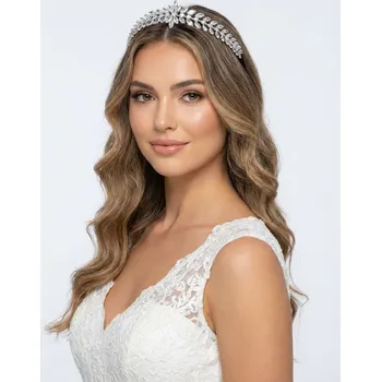 Čelenka B-TOP Rhodiovaná čelenka do vlasů s květinovým motivem a kubickými zirkony