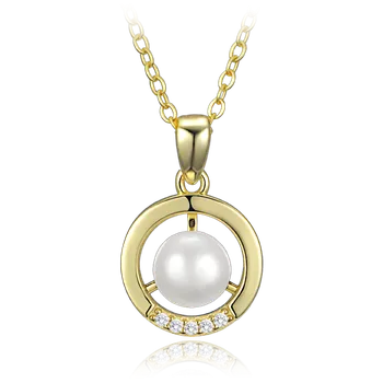 Náhrdelník Moonlit Náhrdelník kroužek s perlou a čirými zirkony pozlacený