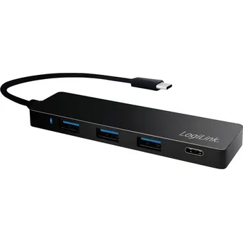USB hub LogiLink UA0311 USB Hub 4 porty USB-A USB 3.1 Gen1 5 GBit/s s konektorem USB C černá UA0311