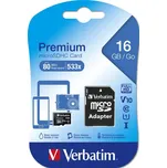 Verbatim Premium microSDHC karta 16 GB Class 10 adaptér