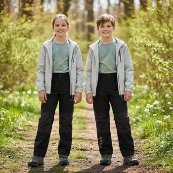 Chlapecké kalhoty Dětské softshellové kalhoty nezateplené Kugo HK5303 černo-šedé