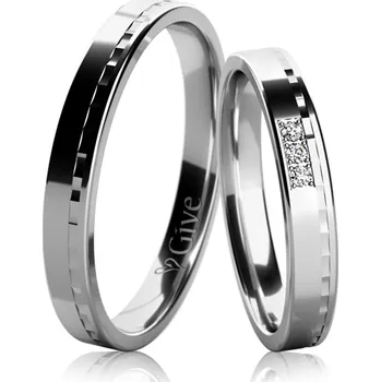 Prsten Snubní prsteny 3N25 Varianta kamene: Briliant VS F, Barva kovu: Bílé zlato