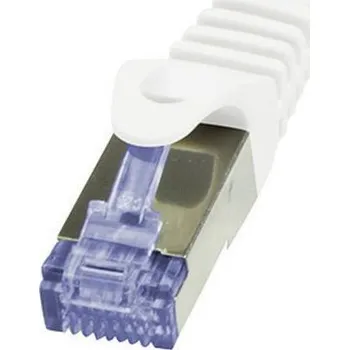 Datový kabel LogiLink CQ3071S RJ45 síťové kabely, propojovací kabely CAT 6A S/FTP 5.00 m bílá samozhášecí, s ochranou 1 ks