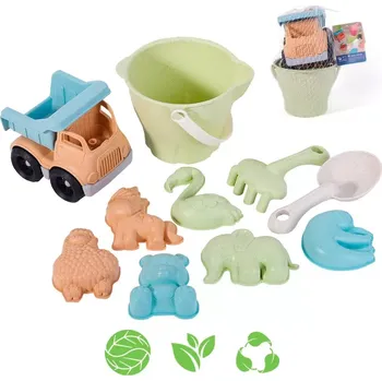 Hračka na písek woopie green ekologická sada na písek s autíčkem, 11 dílů