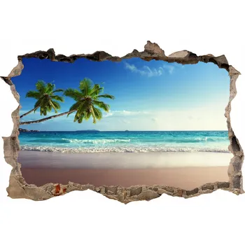 Fototapeta Nálepky na zeď dekorativní fototapeta 3D díra Pláž palma oceán moře