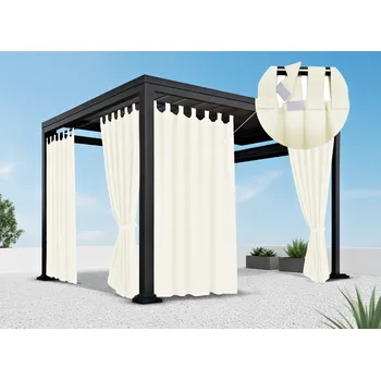 Pergola Venkovní zahradní závěs s poutky LISBOA světle krémová 155 cm x různé výšky (cena za 1 kus) MyBestHome Rozměr: 155x190 cm Poutka se suchými zipy