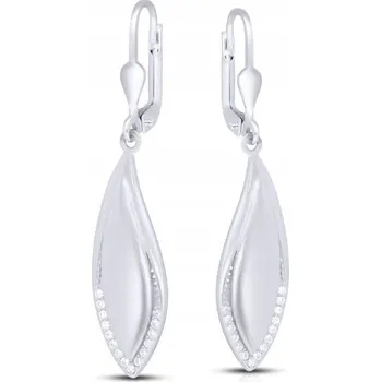 Náušnice Stříbrné náušnice visací se zirkony, úzké, dámské Ag 925
