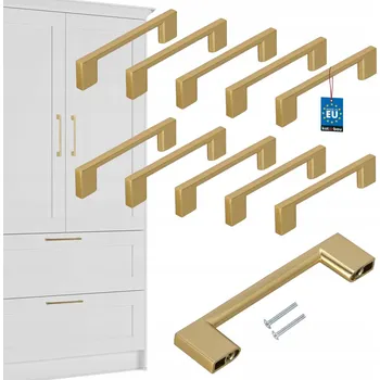 Nábytkové kování SADA 10x NÁBYTKOVÁ ÚCHYTKA ZLATÁ KLIKA 96 PRO NÁBYTEK SKŘÍNĚ ZÁSUVKY DO KUCHYNĚ